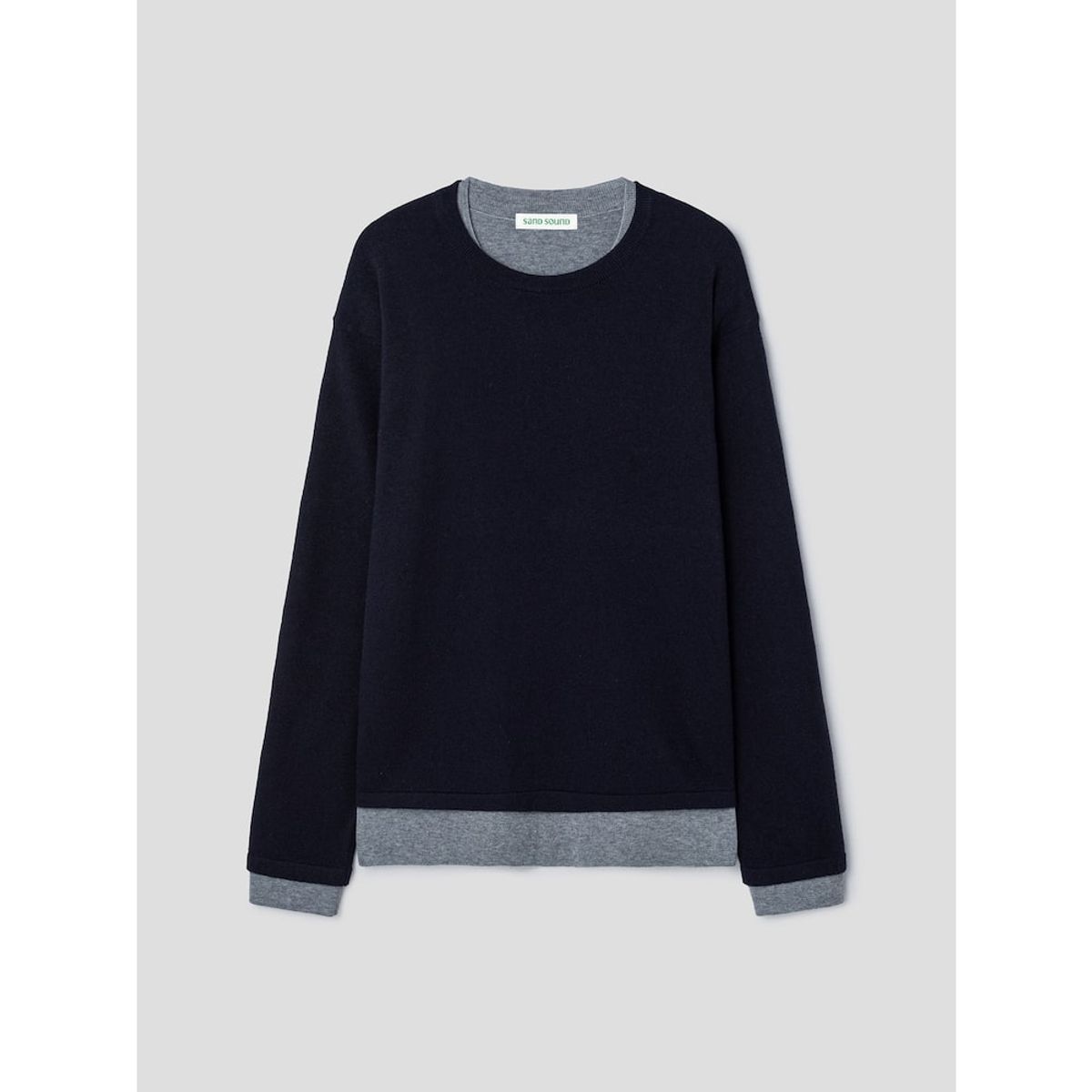 샌드 사운드(SAND SOUND) (UNISEX) 레이어드 울 블렌드 스웨터  네이비