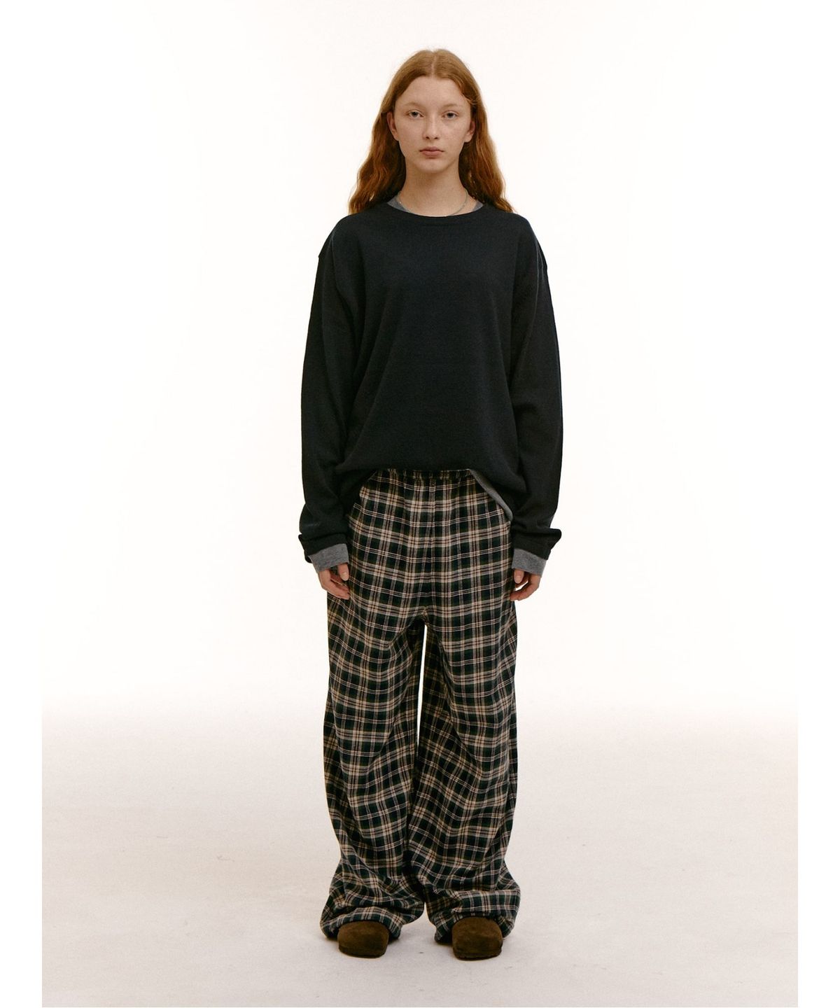 샌드 사운드(SAND SOUND) (UNISEX) 레이어드 울 블렌드 스웨터  네이비