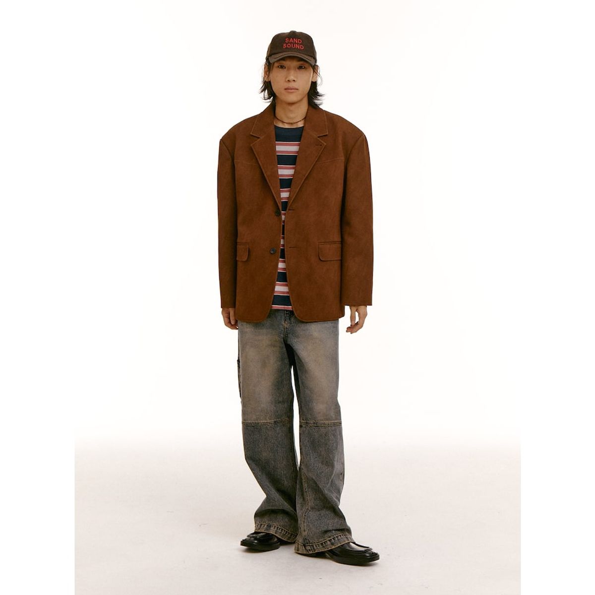 샌드 사운드(SAND SOUND) (UNISEX) 페이크 스웨이드 오버핏 재킷  브라운