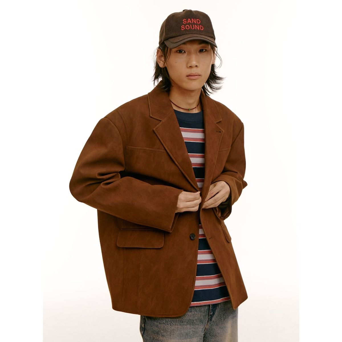 샌드 사운드(SAND SOUND) (UNISEX) 페이크 스웨이드 오버핏 재킷  브라운