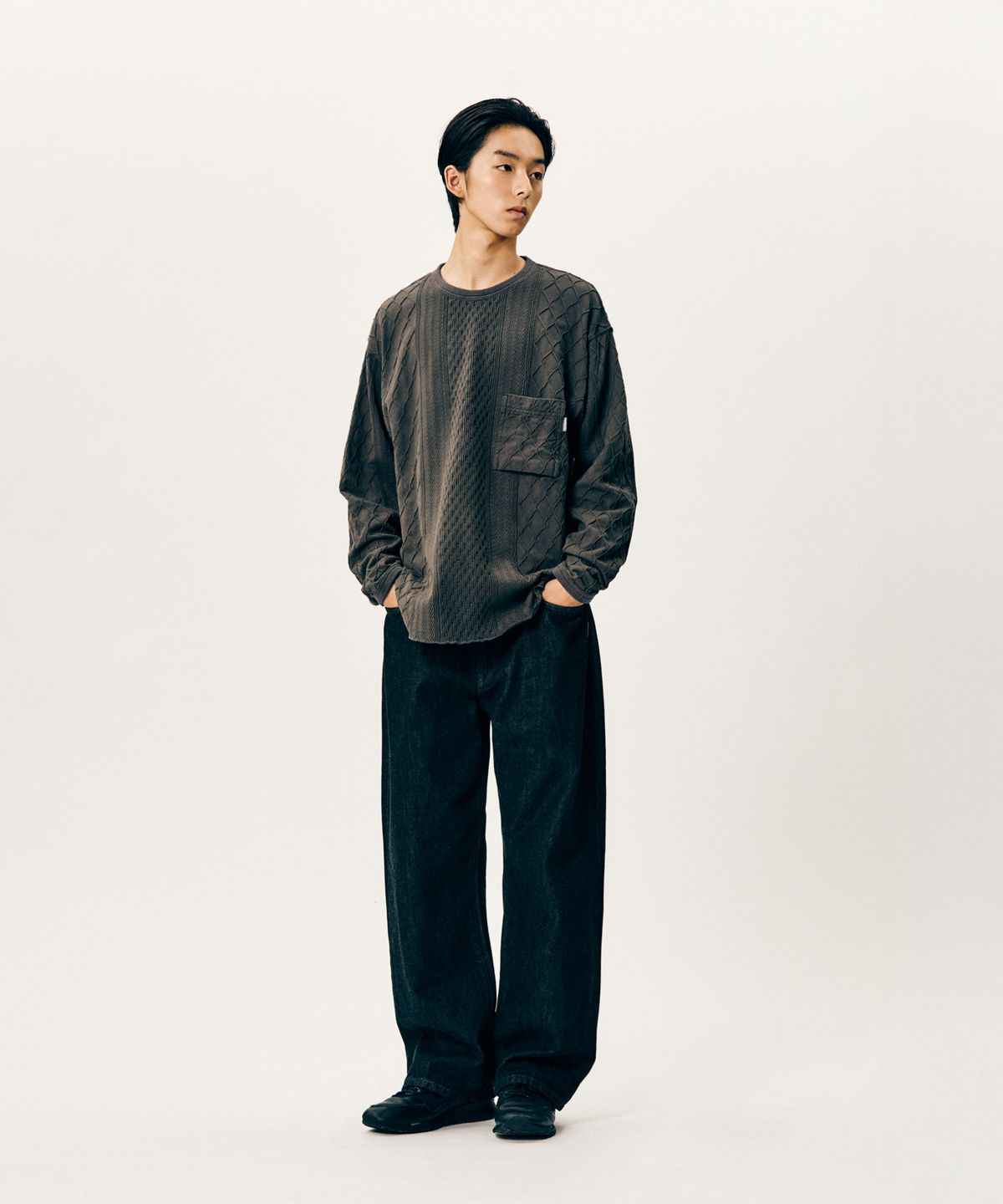 에스피오나지(ESPIONAGE) Multi Weave Jersey Knit Rat Grey