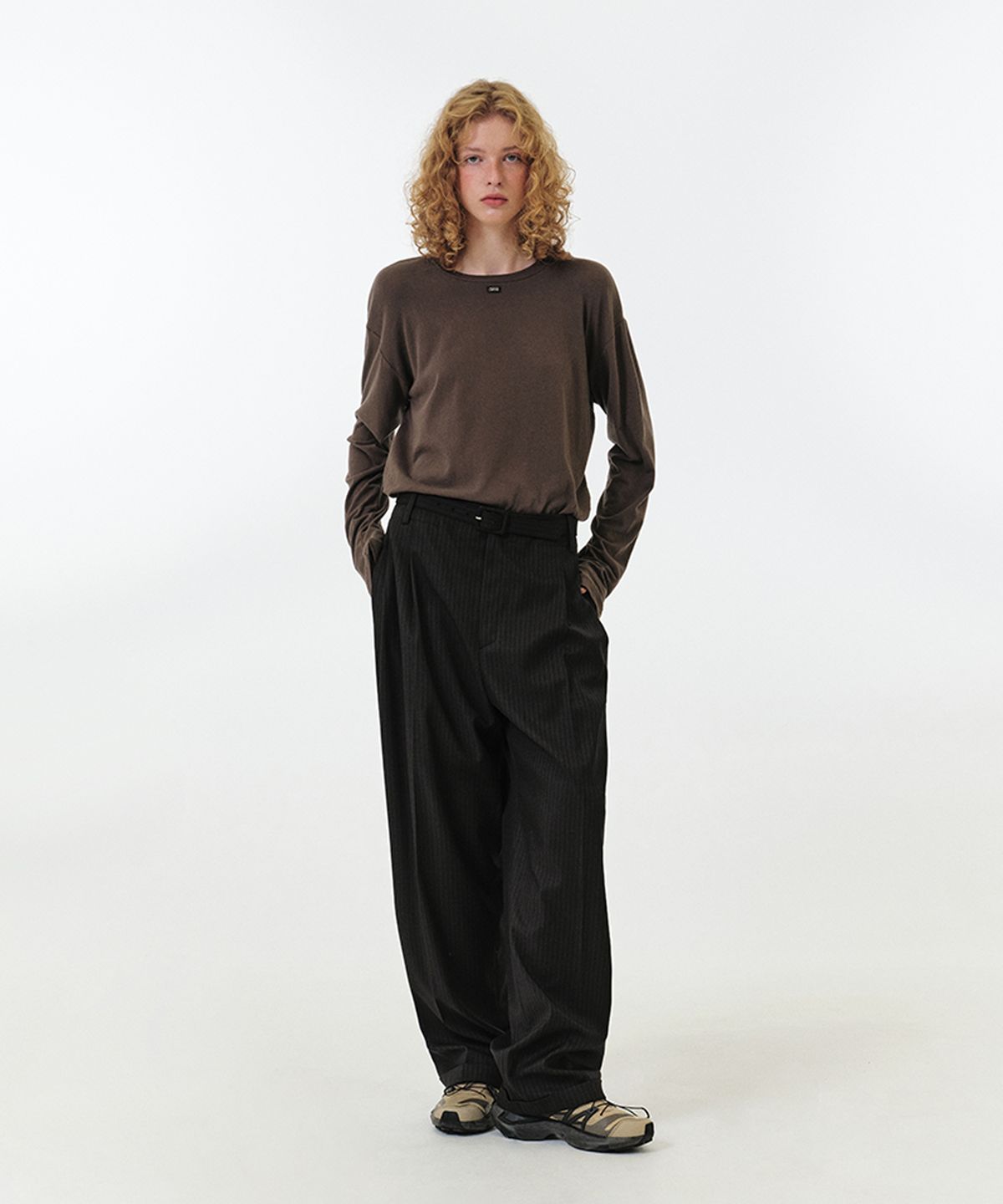 그로브(GROVE) NIXIE STRIPE PANTS (BROWN STRIPE)