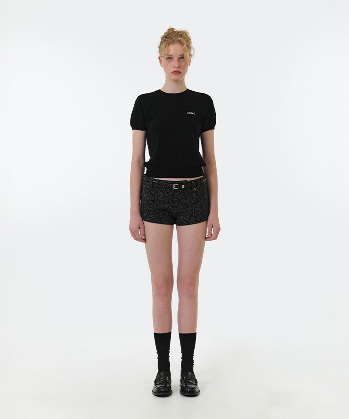 그로브(GROVE) ELENA H/S KNIT (BLACK)