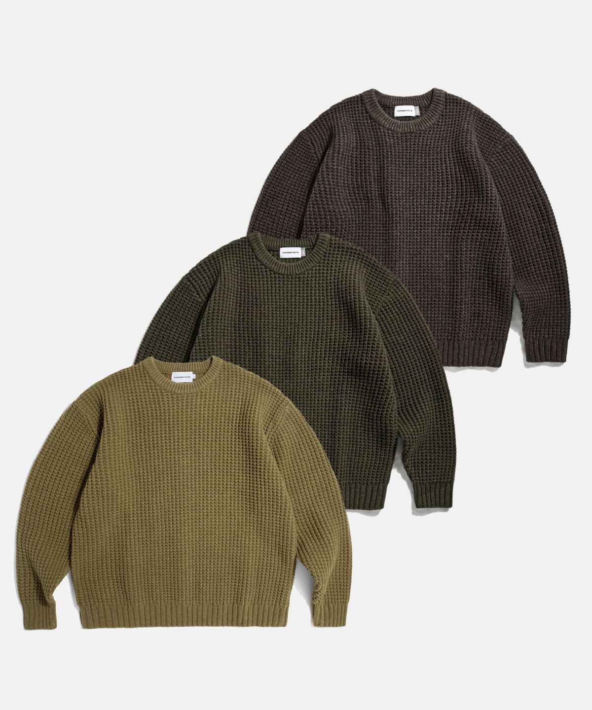 에스피오나지(ESPIONAGE) Heavyweight Waffle Knit Sweater Cinnamon