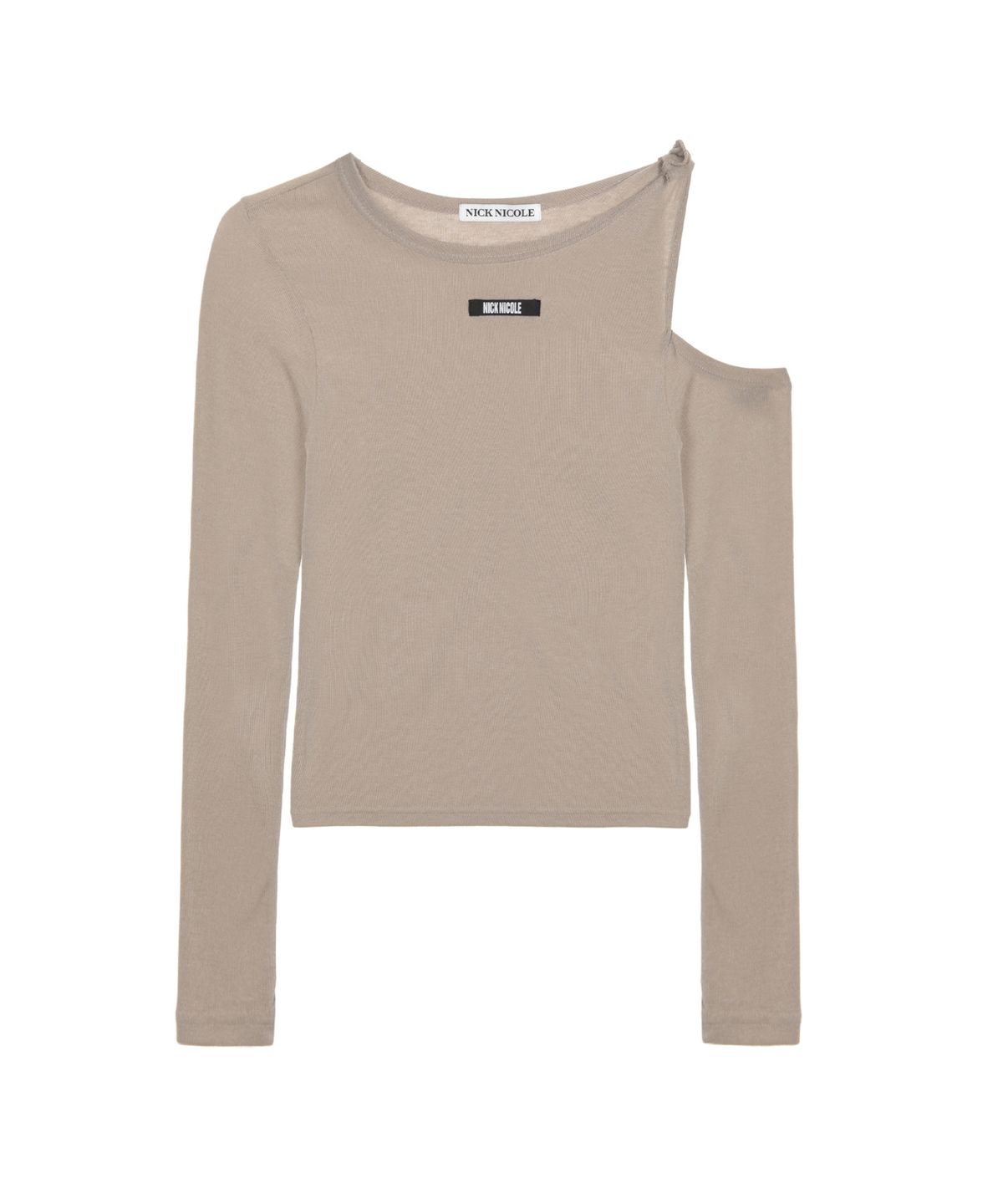 닉앤니콜(NICK&NICOLE) TWIST CUT OUT RIBBED SLEEVE TOP_BROWN