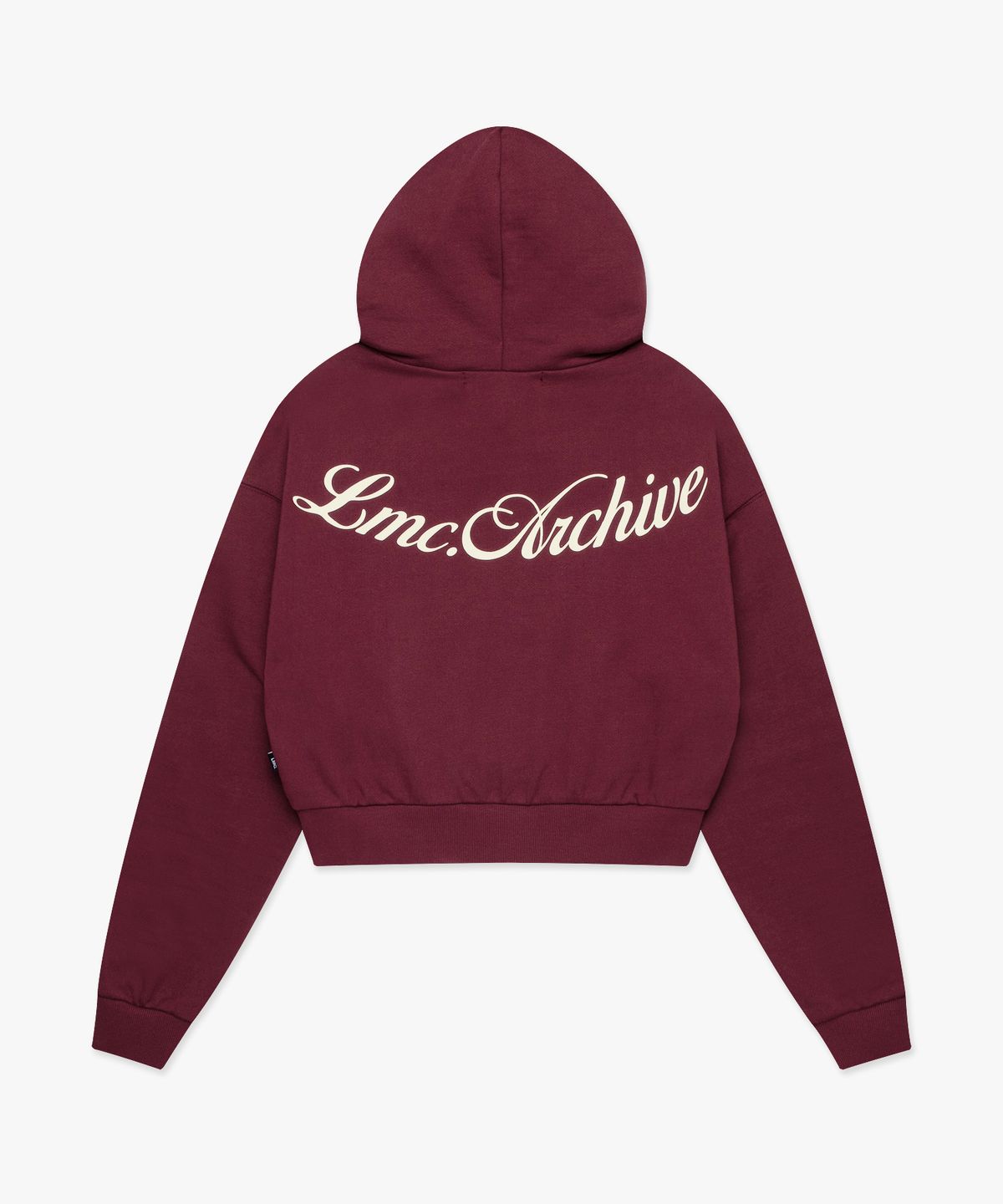 엘엠씨(LMC) WM BACK LETTERING CROPPED HOODIE burgundy