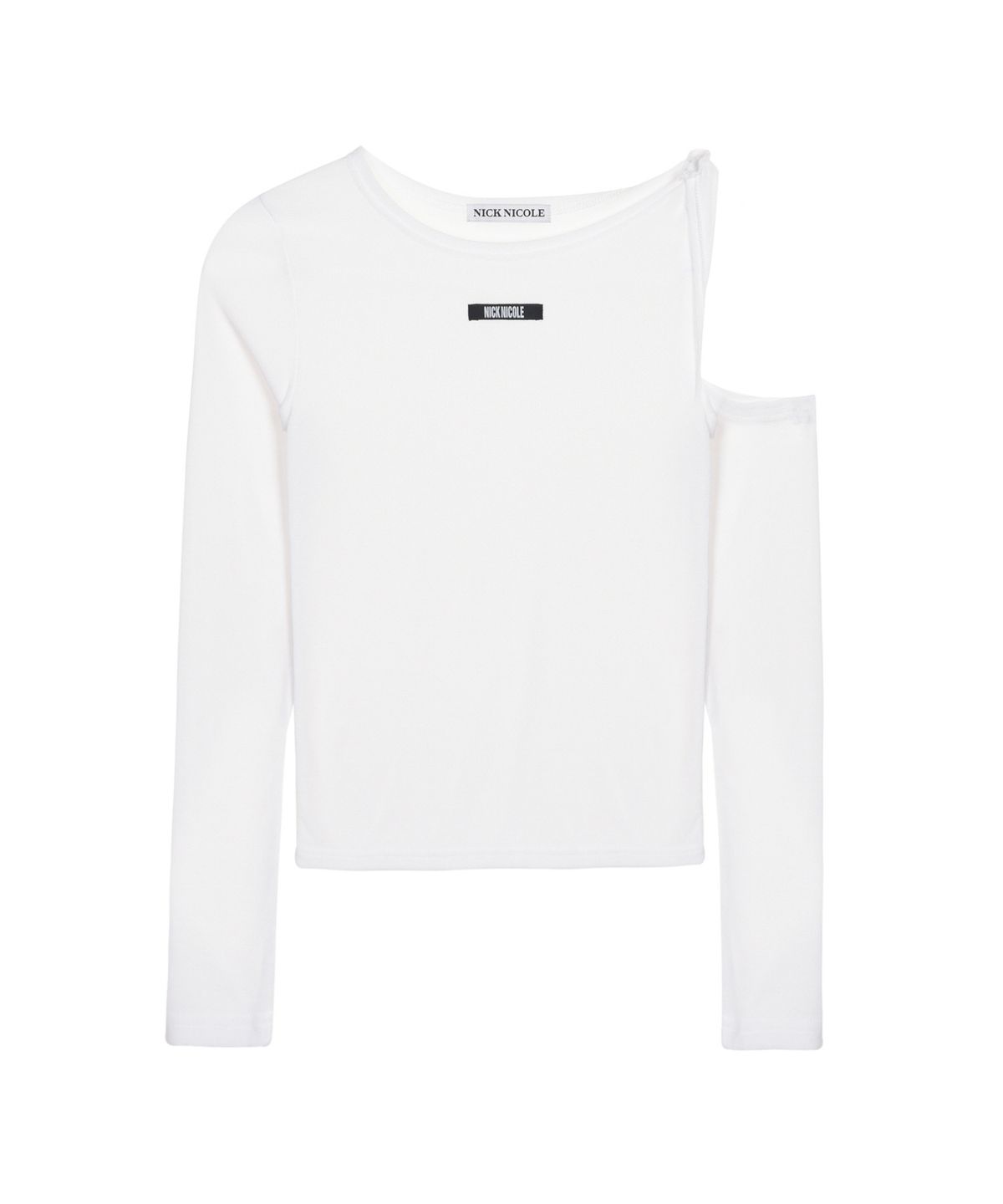 닉앤니콜(NICK&NICOLE) TWIST CUT OUT RIBBED SLEEVE TOP_WHITE