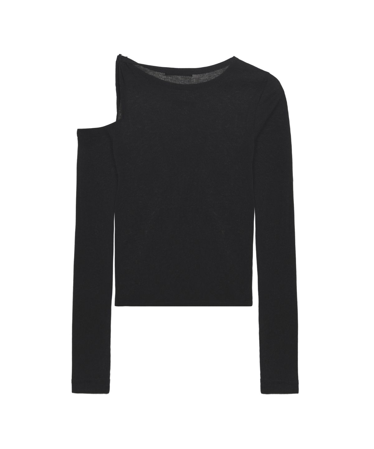 닉앤니콜(NICK&NICOLE) TWIST CUT OUT RIBBED SLEEVE TOP_BLACK