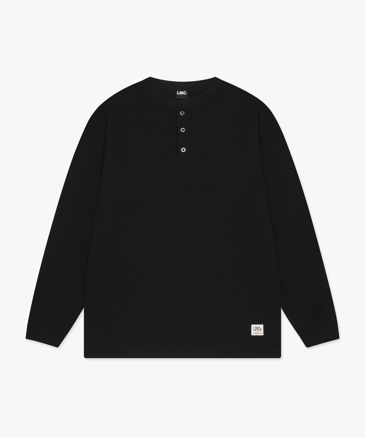 엘엠씨(LMC) HENLEY NECK WAFFLE LONG SLV TEE black