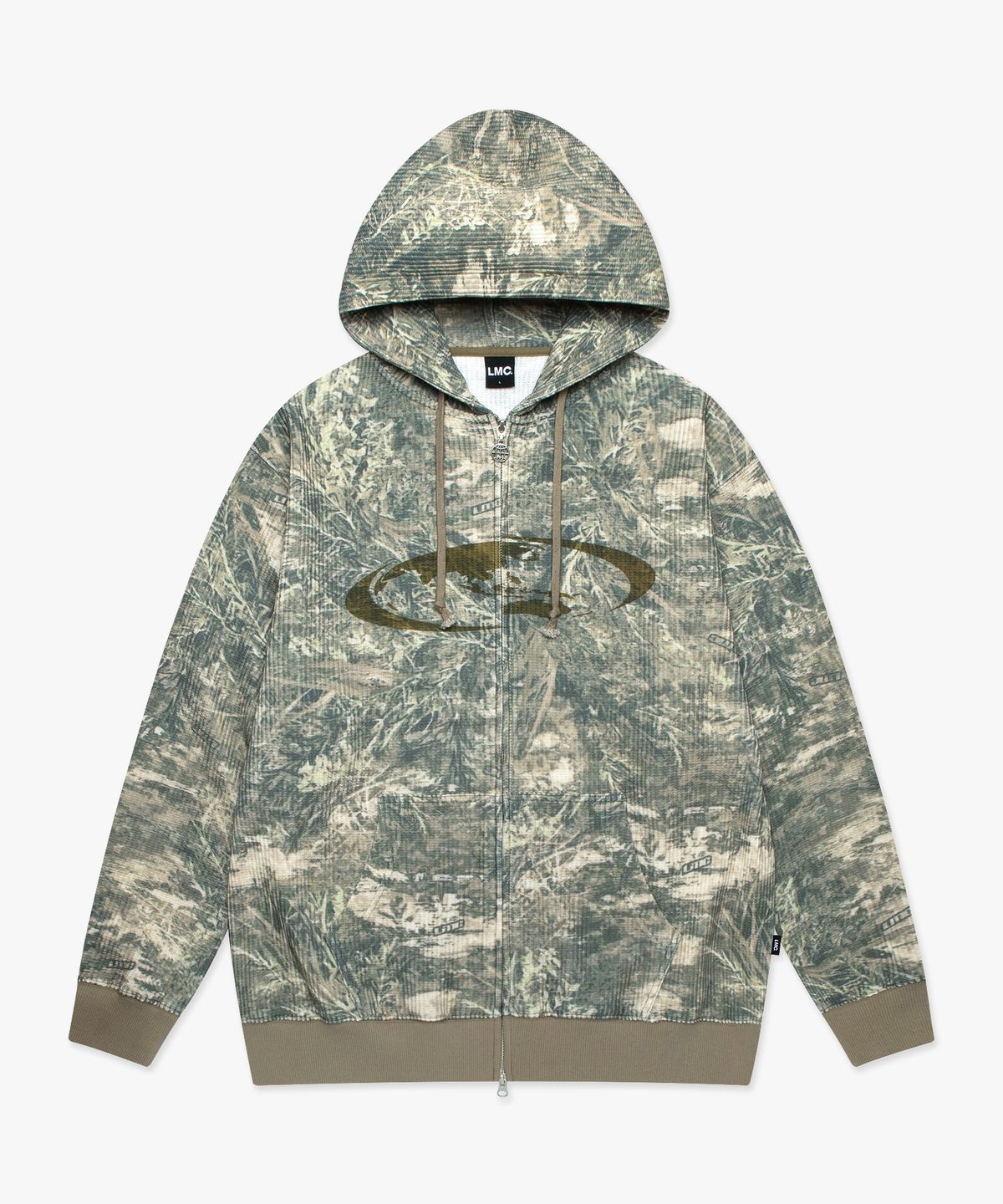 엘엠씨(LMC) OVAL GLOBE WAFFLE ZIP-UP HOODIE multi