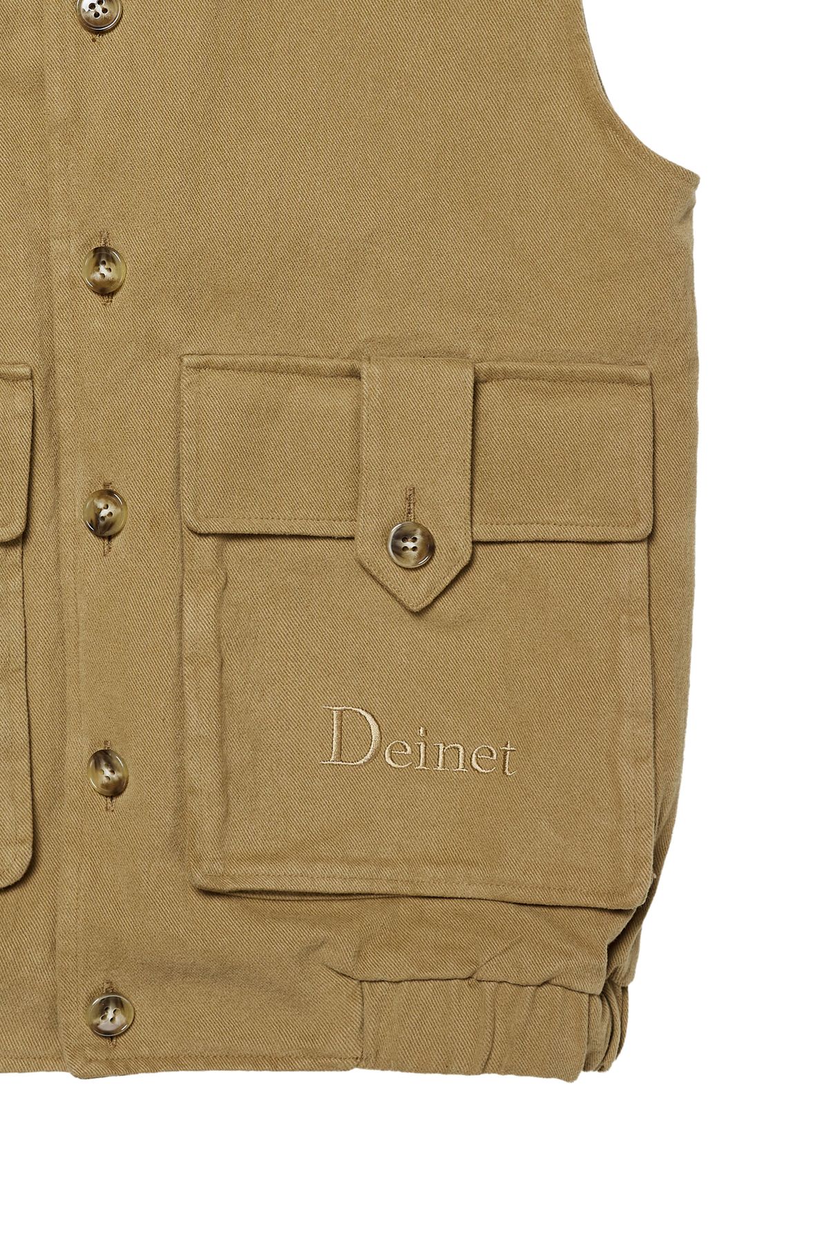 다이닛(DEINET) DEINET MULTI POCKET COTTON VEST IN BEIGE