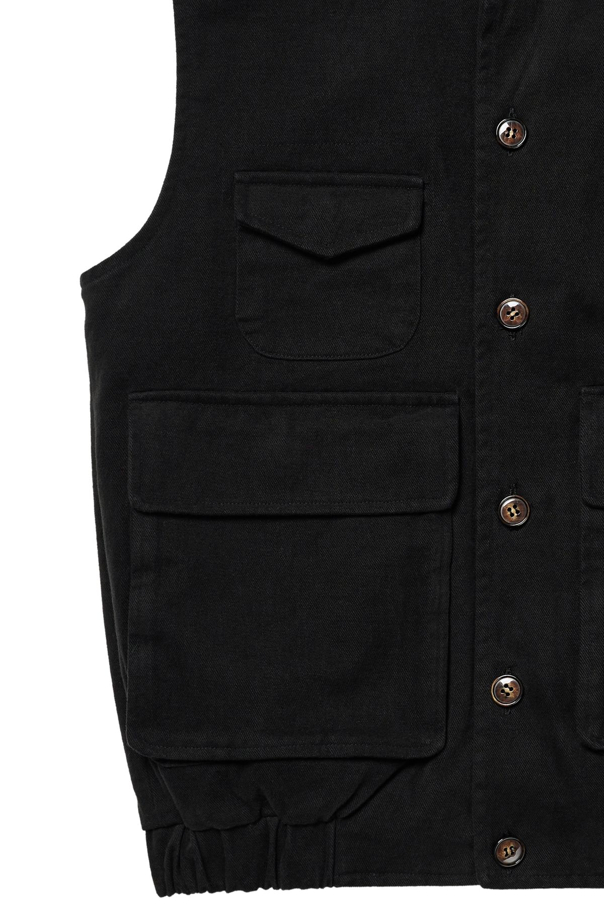 다이닛(DEINET) DEINET MULTI POCKET COTTON VEST IN BLACK