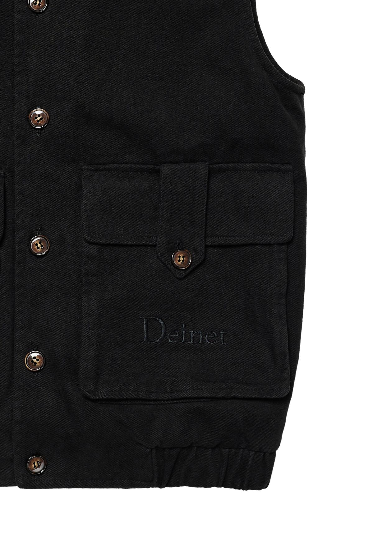 다이닛(DEINET) DEINET MULTI POCKET COTTON VEST IN BLACK