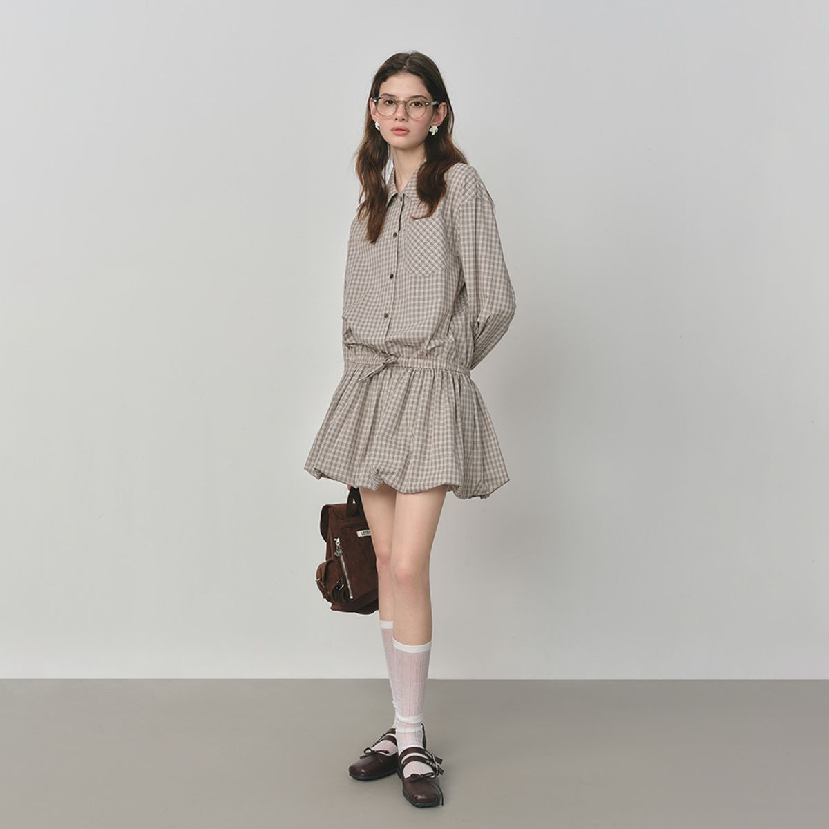 웬스데이딜라잇(WEDNESDAY DELIGHT) WD_Plaid shirt balloon dress