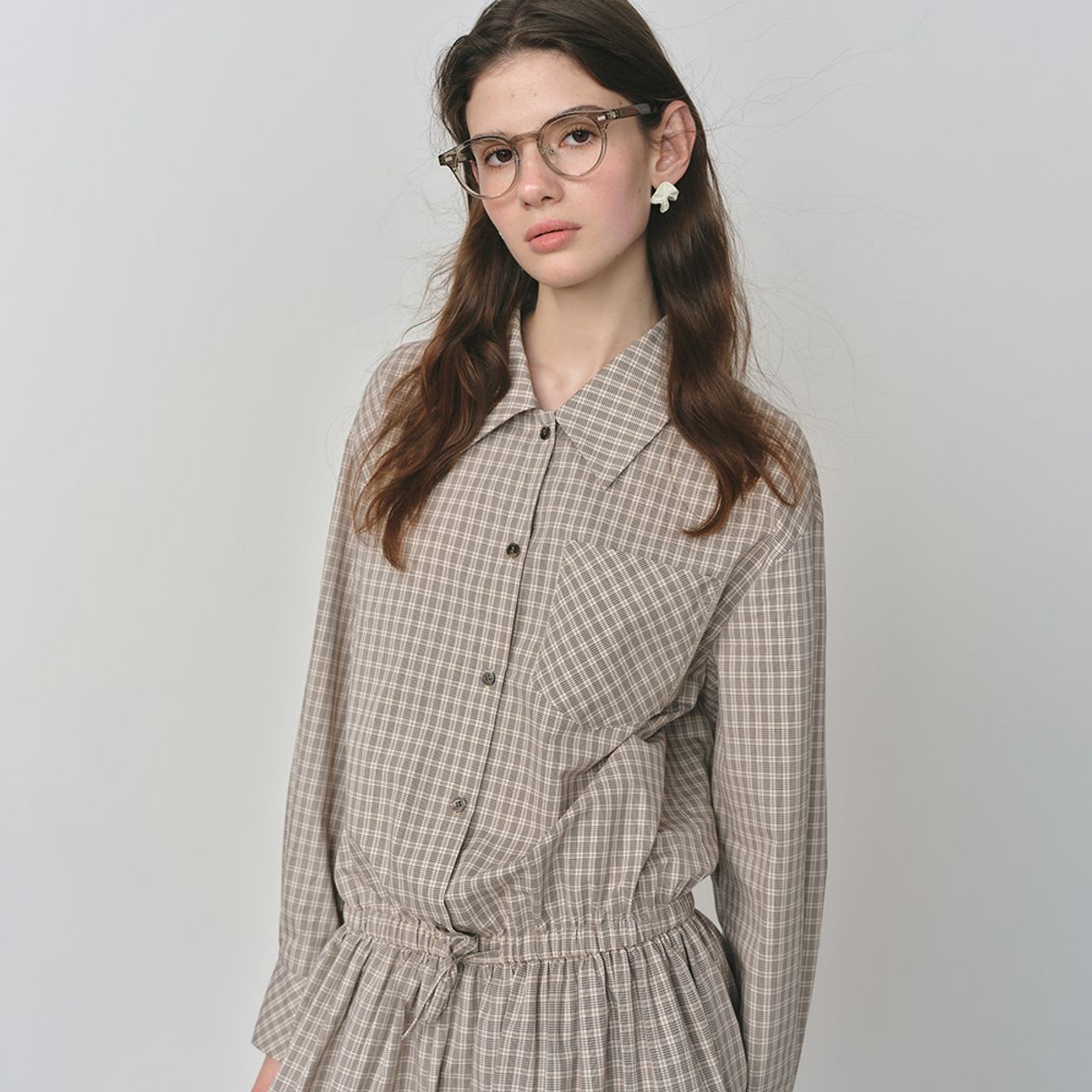 웬스데이딜라잇(WEDNESDAY DELIGHT) WD_Plaid shirt balloon dress