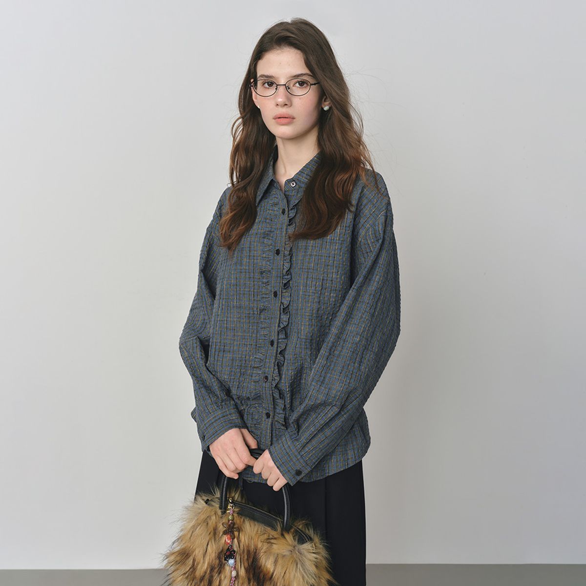 웬스데이딜라잇(WEDNESDAY DELIGHT) WD_Plaid drawstring shirt