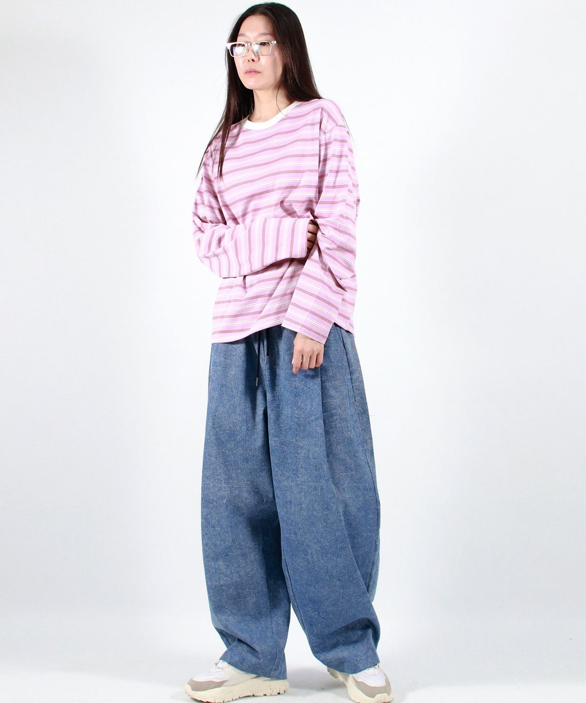 드마크(DEMARC) STONE WASHED CHICANO WIDE ONE-TUCK PANTS - Blue
