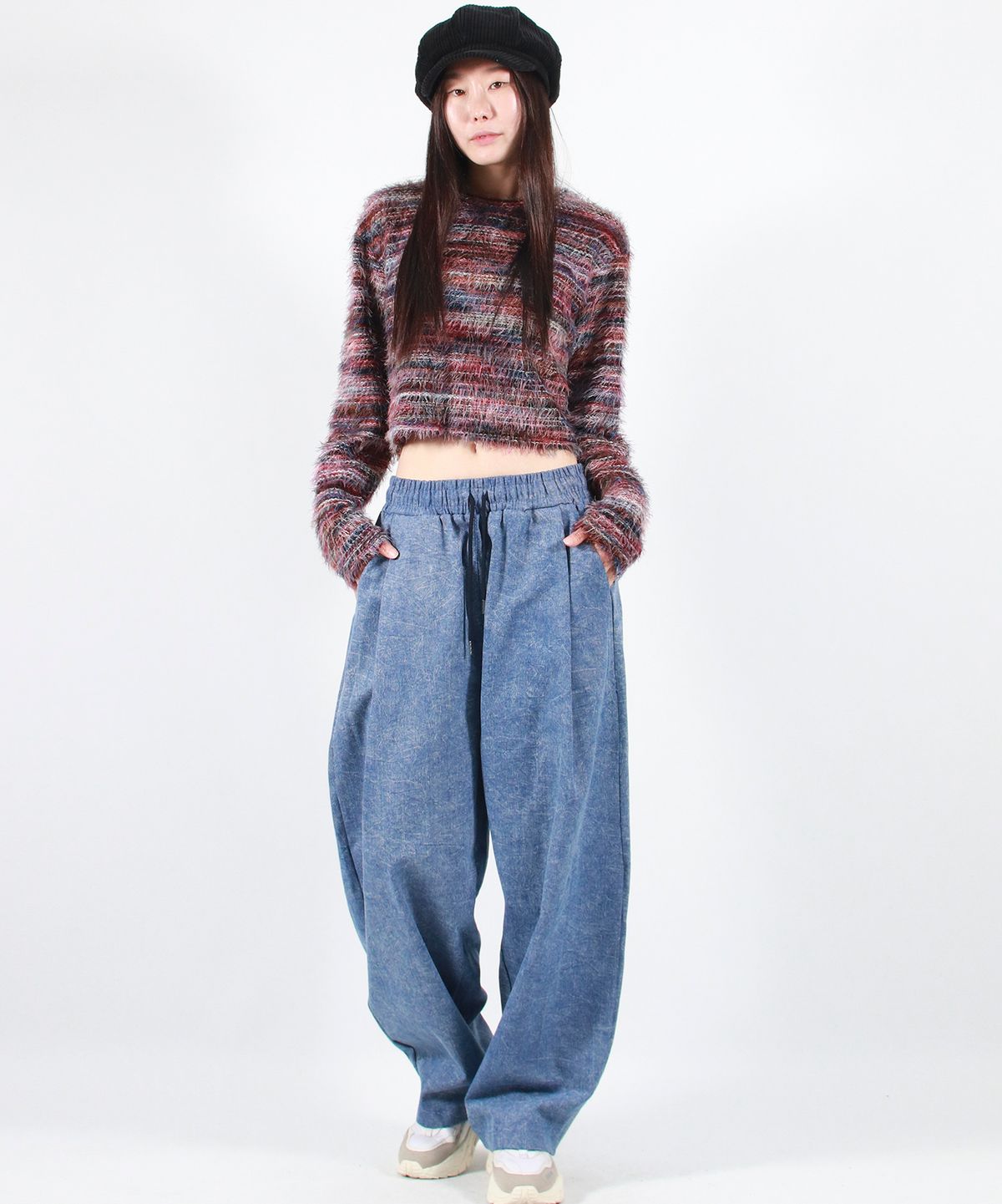 드마크(DEMARC) STONE WASHED CHICANO WIDE ONE-TUCK PANTS - Blue