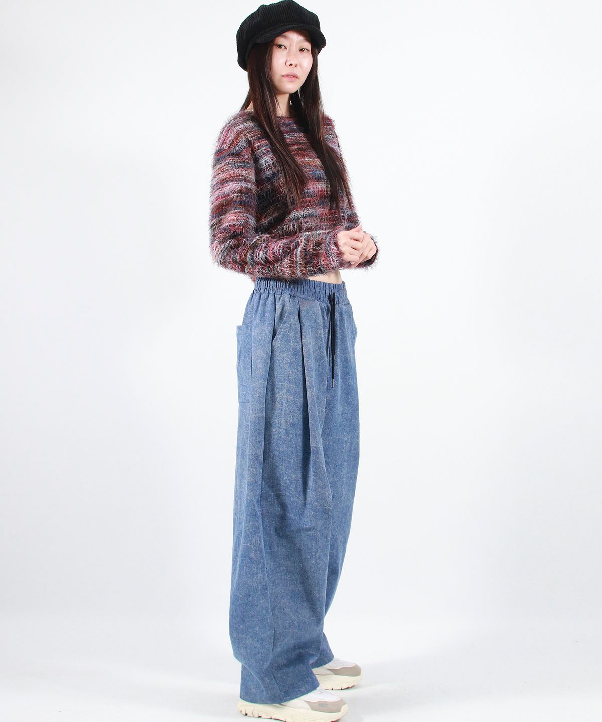 드마크(DEMARC) STONE WASHED CHICANO WIDE ONE-TUCK PANTS - Blue