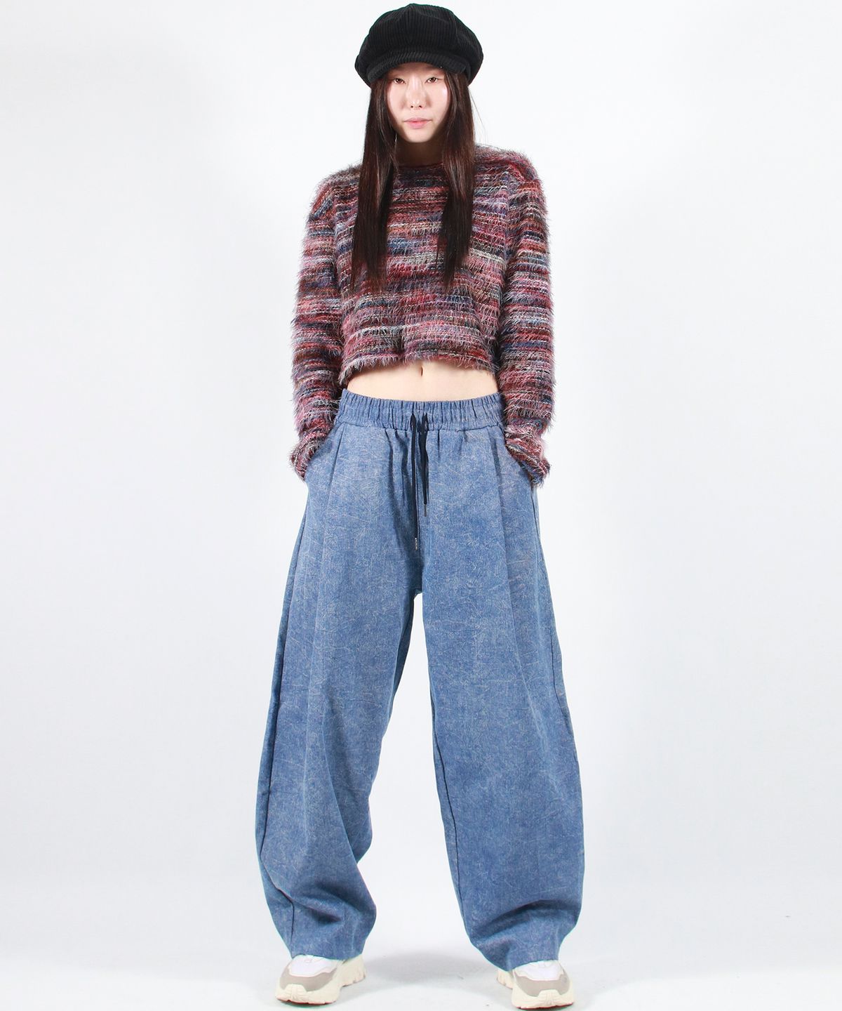 드마크(DEMARC) STONE WASHED CHICANO WIDE ONE-TUCK PANTS - Blue