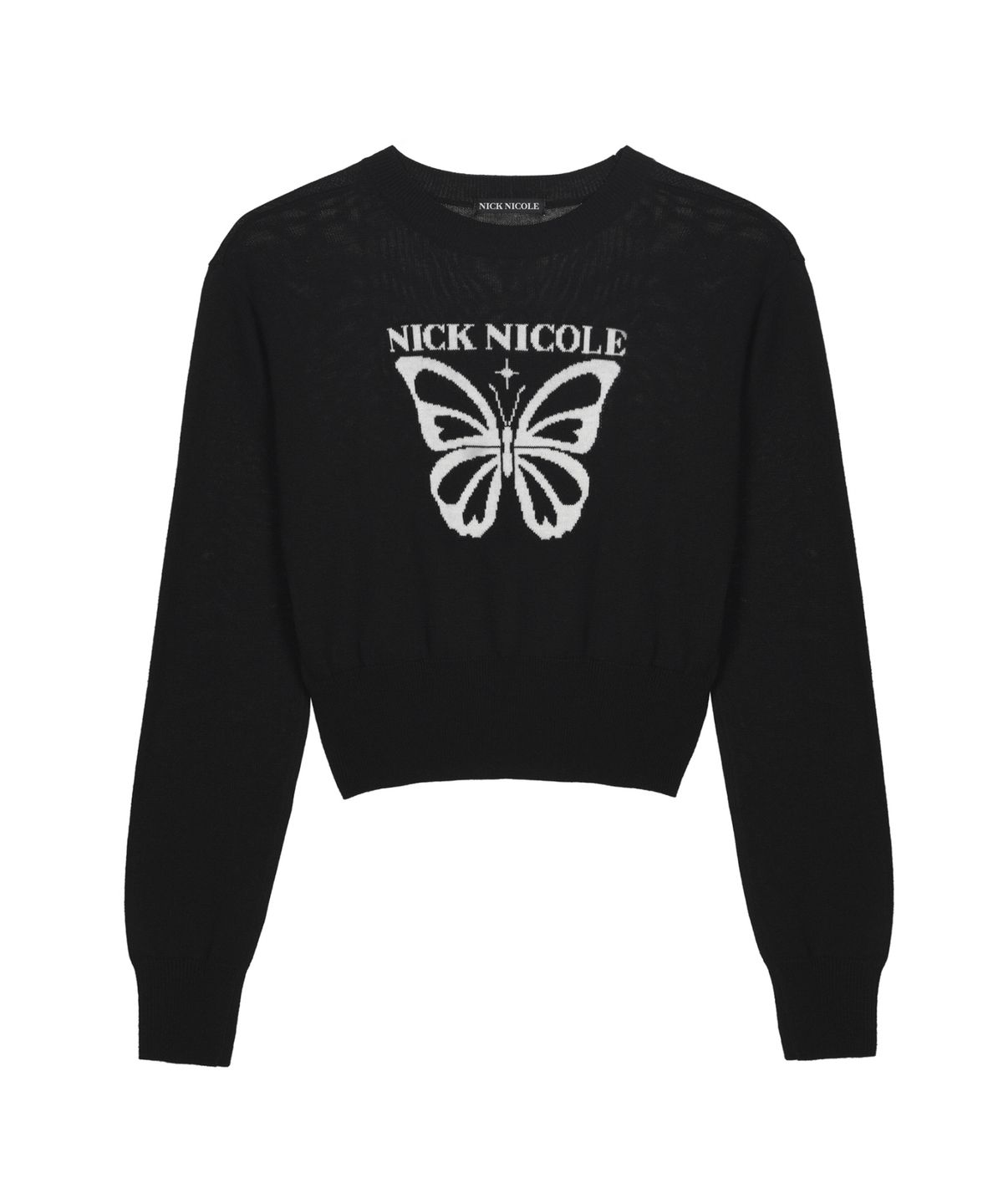 닉앤니콜(NICK&NICOLE) BOLD BUTTERFLY JAQUARD KNIT_BLACK