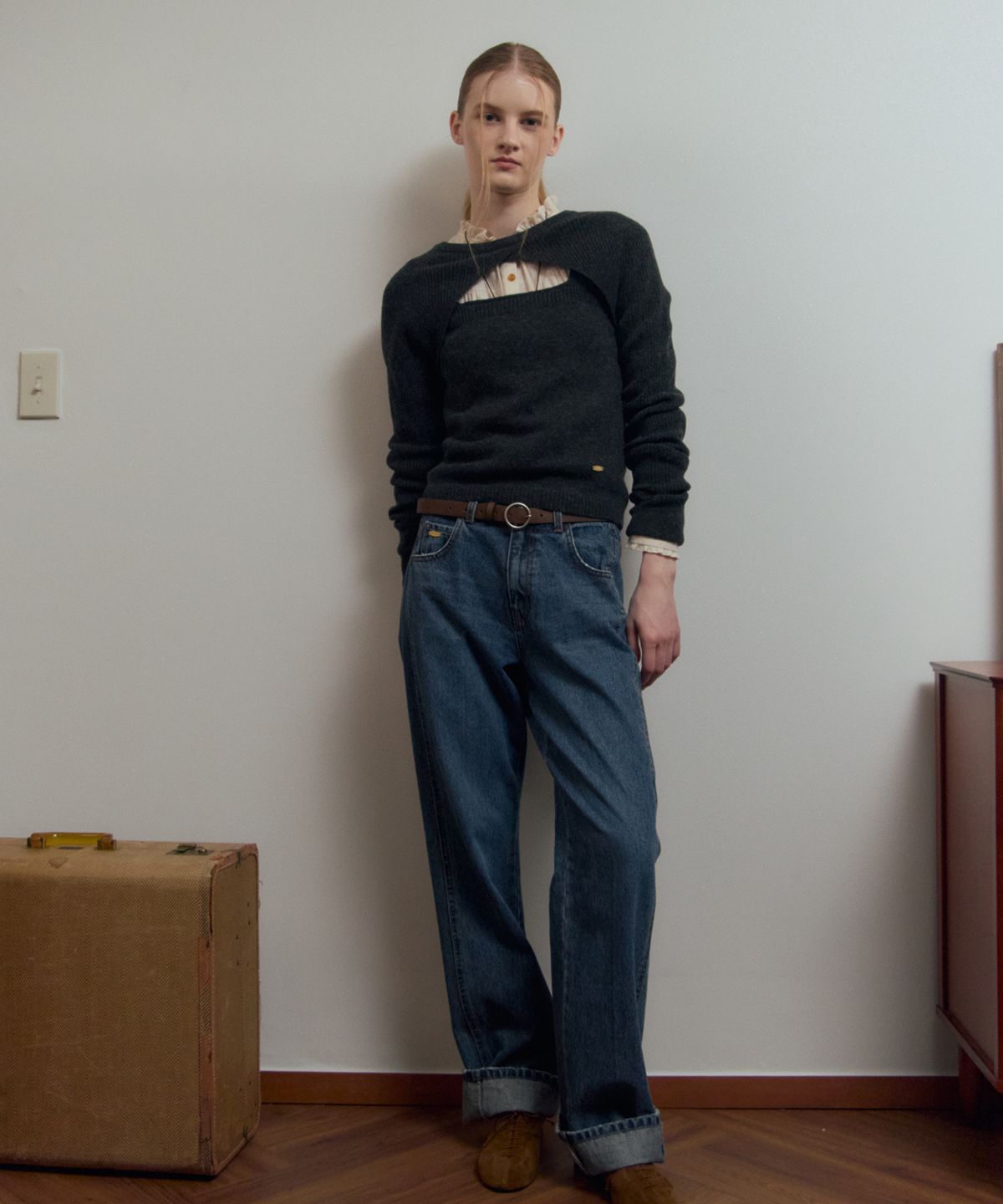 르메메(LEMEME) Elise Twin Knit Top Charcoal