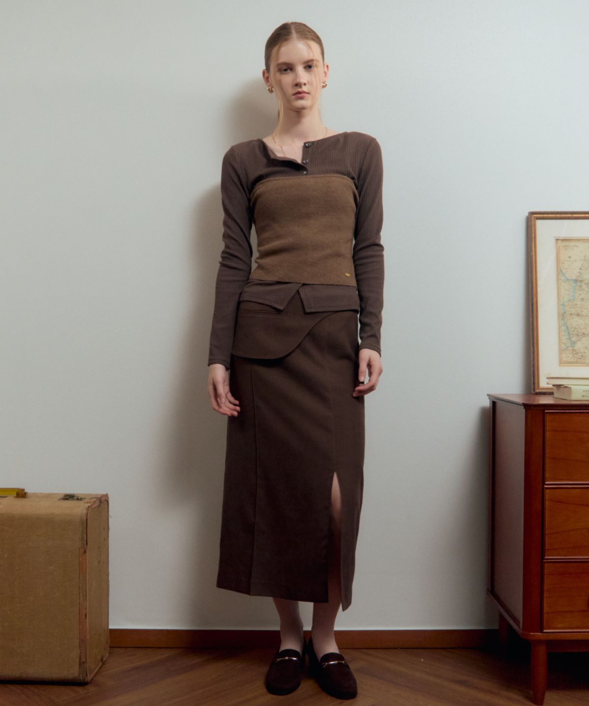 르메메(LEMEME) Vrit Tie Bustier DarkBeige
