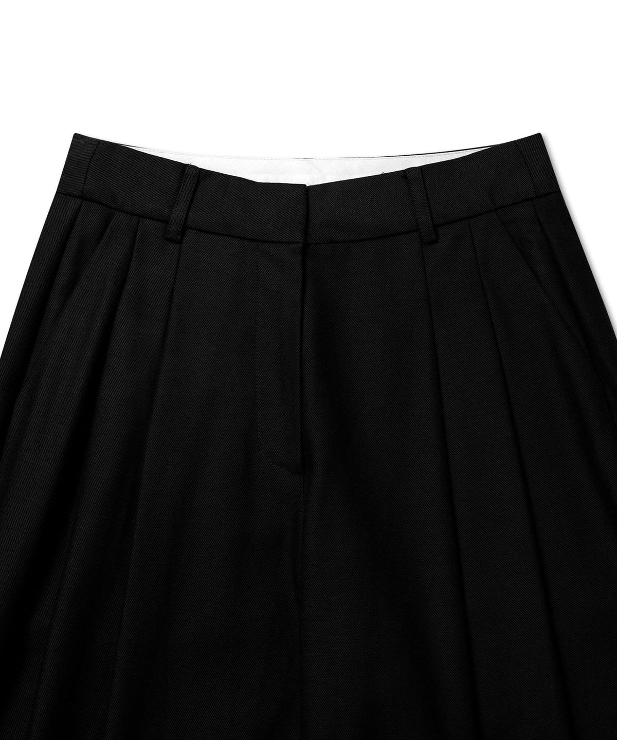 미치코런던 코시노(MICHIKO LONDON KOSHINO) 볼륨 턱 와이드 슬랙스 매트 블랙