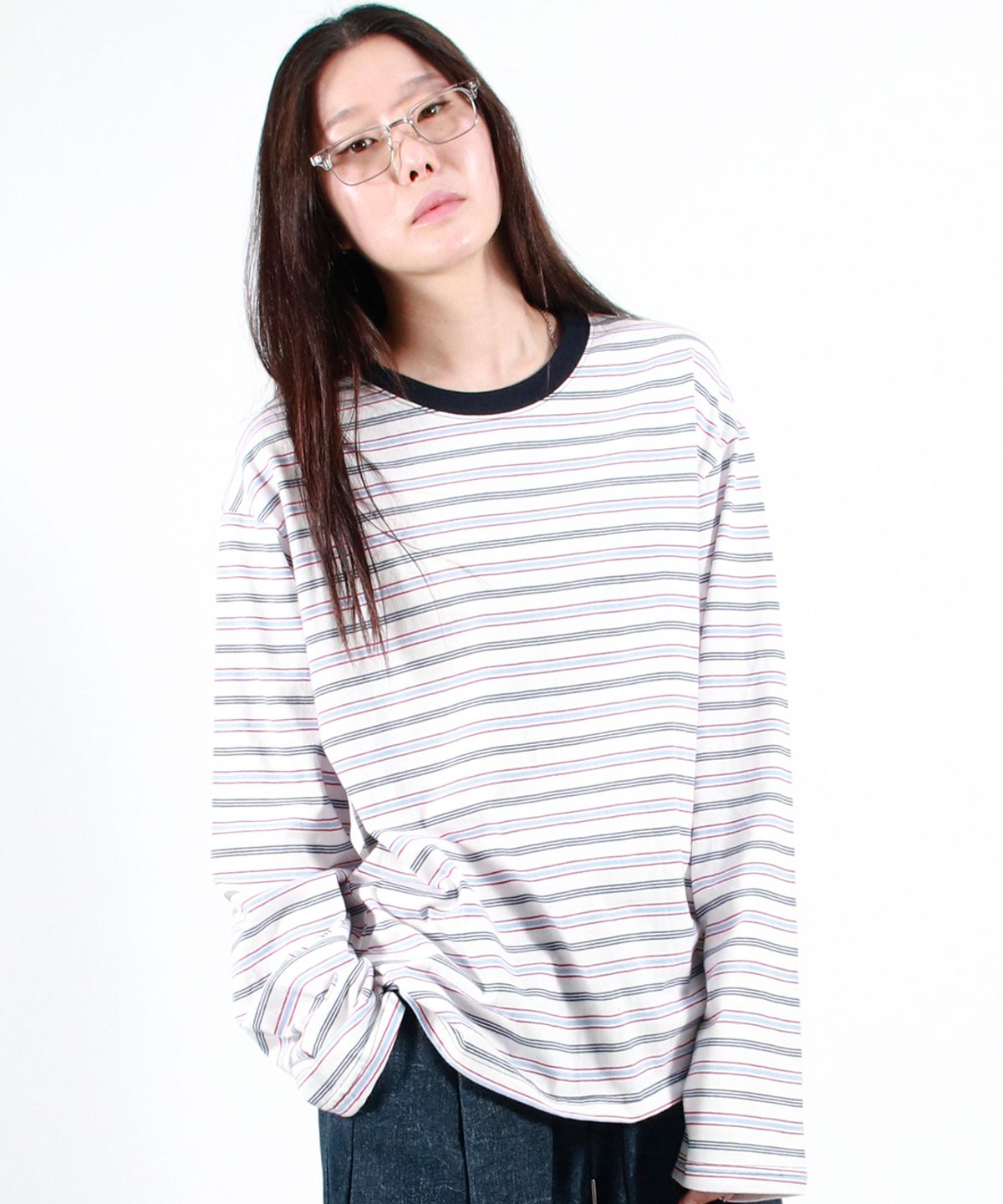 드마크(DEMARC) MULTI STRIPE LONG SLEEVE TEE -  White