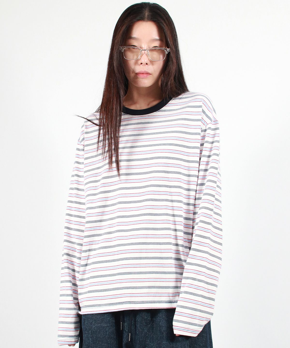 드마크(DEMARC) MULTI STRIPE LONG SLEEVE TEE -  White