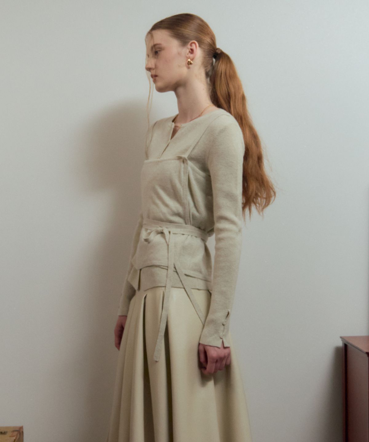 르메메(LEMEME) Veloute Layered Cardigan Oatmeal