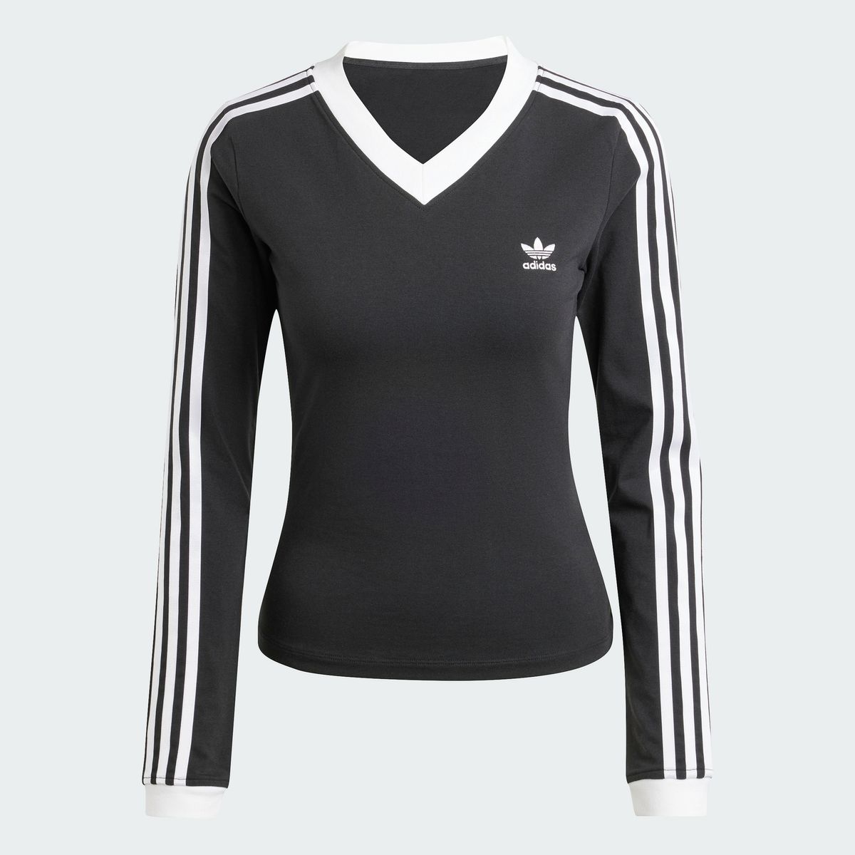 아디다스(ADIDAS) 브이넥 긴팔 셔츠 - 블랙 / IY7247
