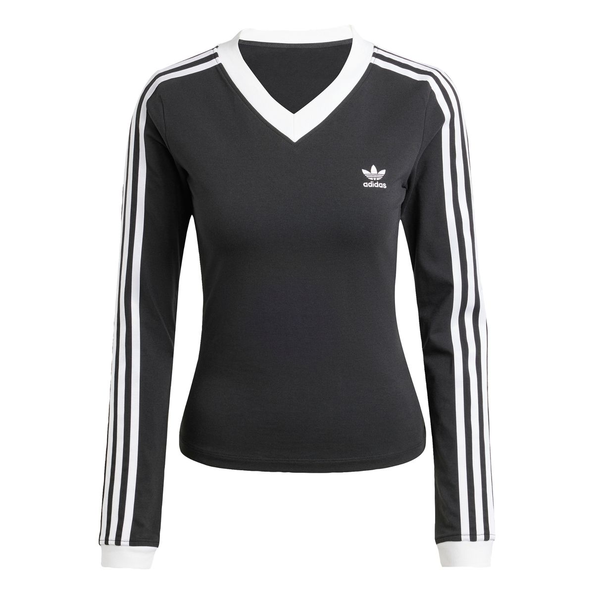 아디다스(ADIDAS) 브이넥 긴팔 셔츠 - 블랙 / IY7247
