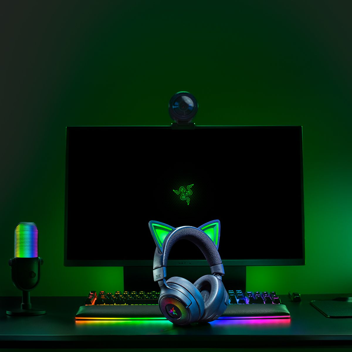 레이저(RAZER) 레이저코리아 Kraken Kitty V3 Pro Black 크라켄 키티 V3 프로 블랙 무선 게이밍 헤드셋