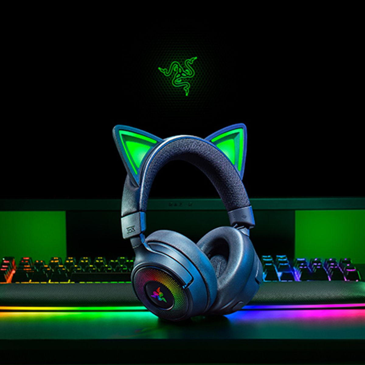레이저(RAZER) 레이저코리아 Kraken Kitty V3 Pro Black 크라켄 키티 V3 프로 블랙 무선 게이밍 헤드셋