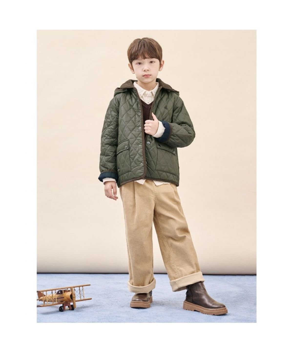 빈폴 키즈(BEANPOLE KIDS) 후드탈부착 클래식 퀼팅 점퍼  카키 (BI5938U02H) (BI5938U02H)