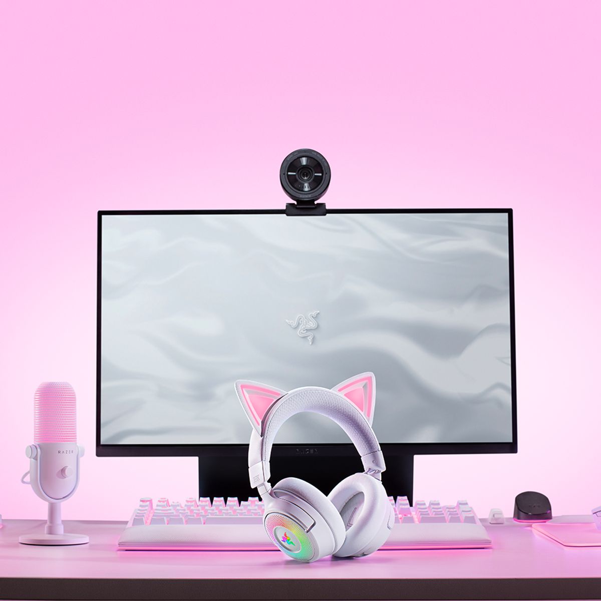 레이저(RAZER) 레이저코리아 Kraken Kitty V3 Pro White 크라켄 키티 V3 프로 화이트 무선 게이밍 헤드셋