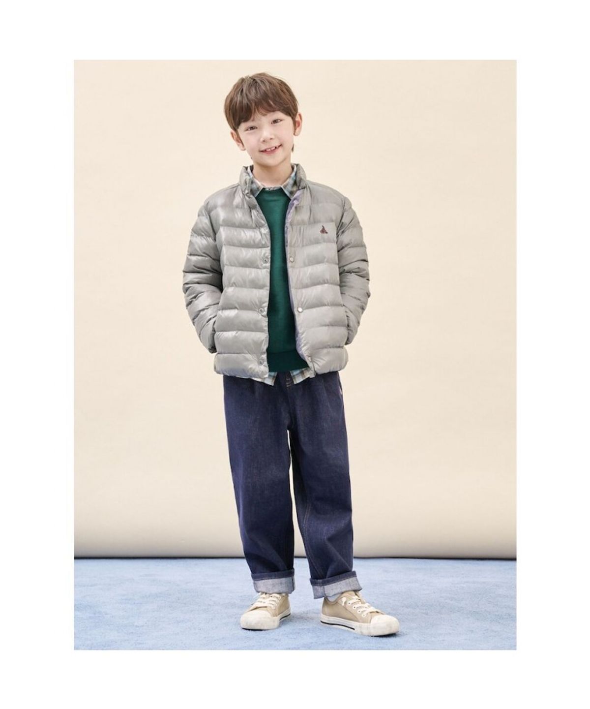 빈폴 키즈(BEANPOLE KIDS) 경량 패딩 점퍼  그레이 (BI5938U083)