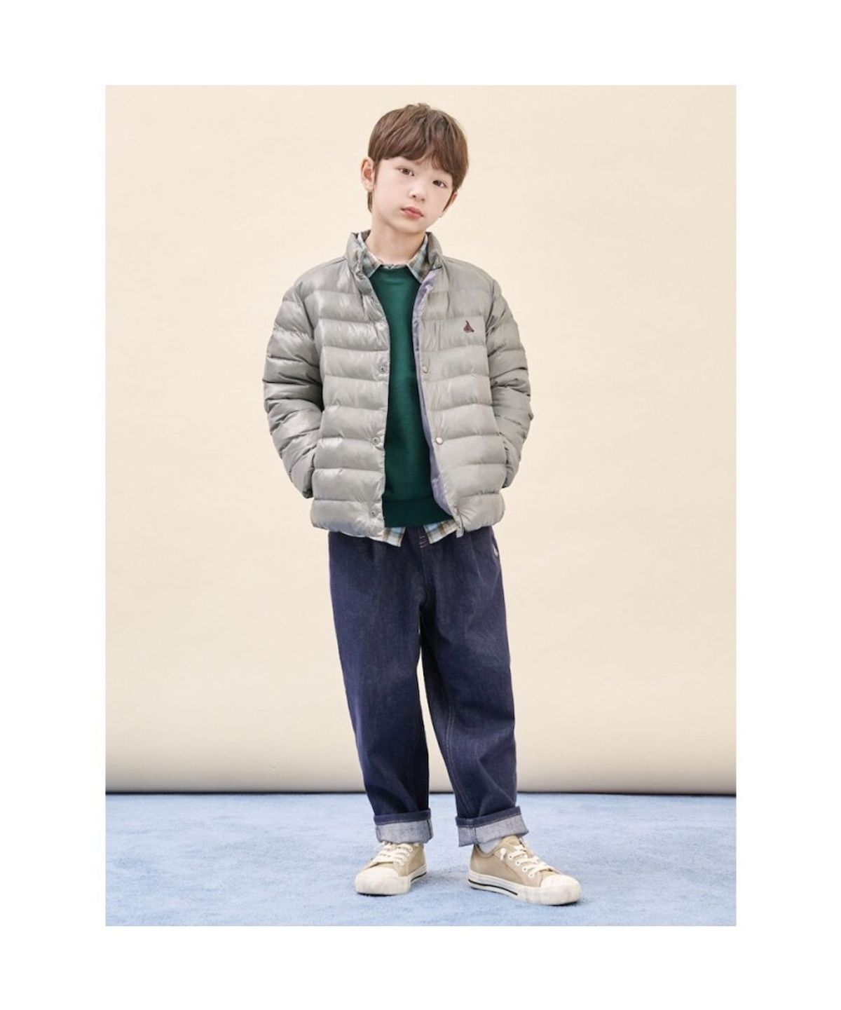 빈폴 키즈(BEANPOLE KIDS) 경량 패딩 점퍼  그레이 (BI5938U083)