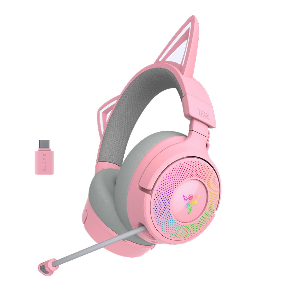 레이저(RAZER) 레이저코리아 Kraken Kitty V3 Pro Quartz 크라켄 키티 V3 프로 쿼츠 무선 게이밍 헤드셋