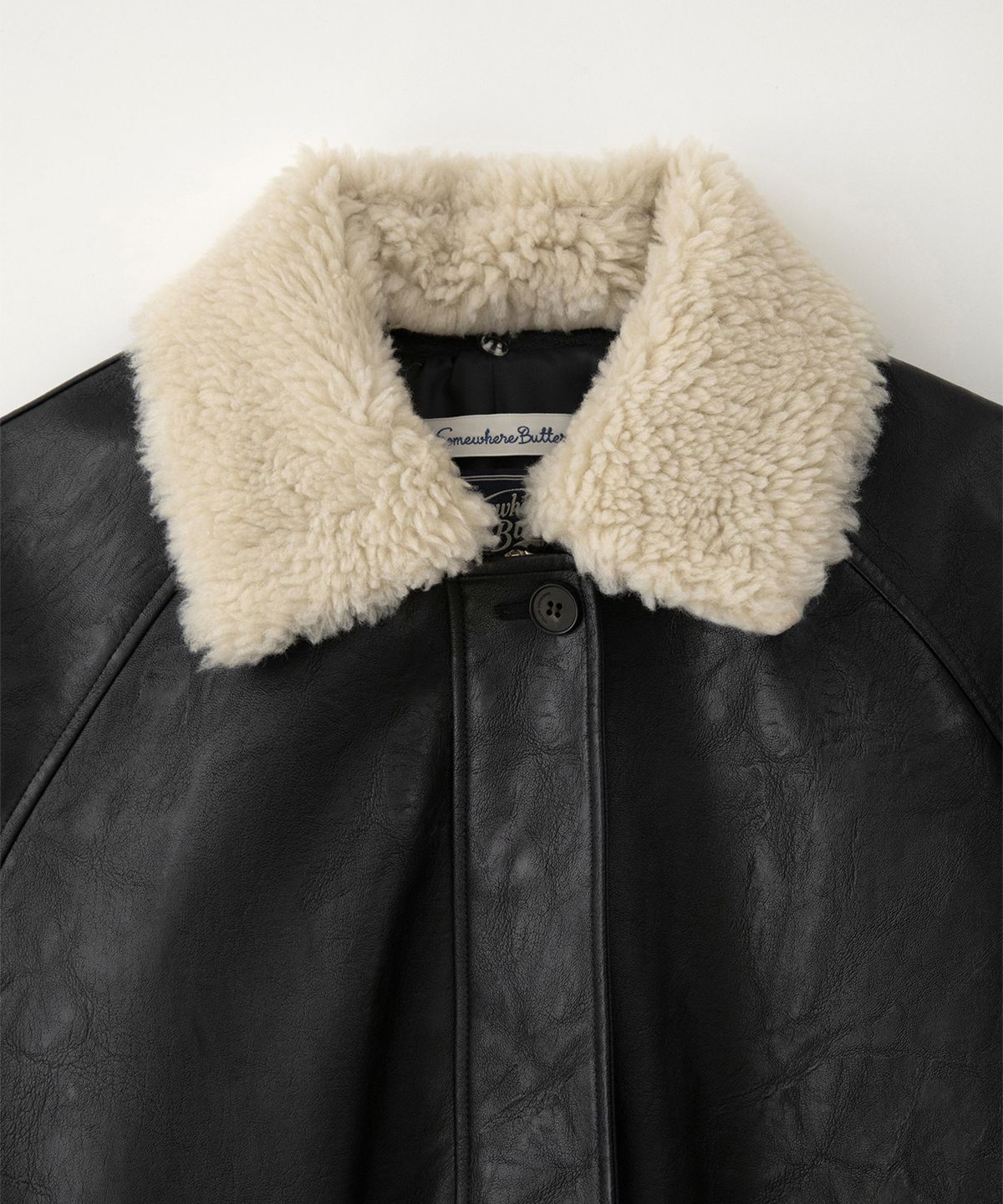 썸웨어버터(SOMEWHEREBUTTER) Milo Leather Blouson - Black