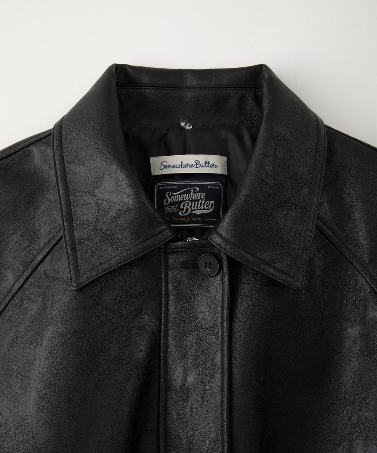 썸웨어버터(SOMEWHEREBUTTER) Milo Leather Blouson - Black