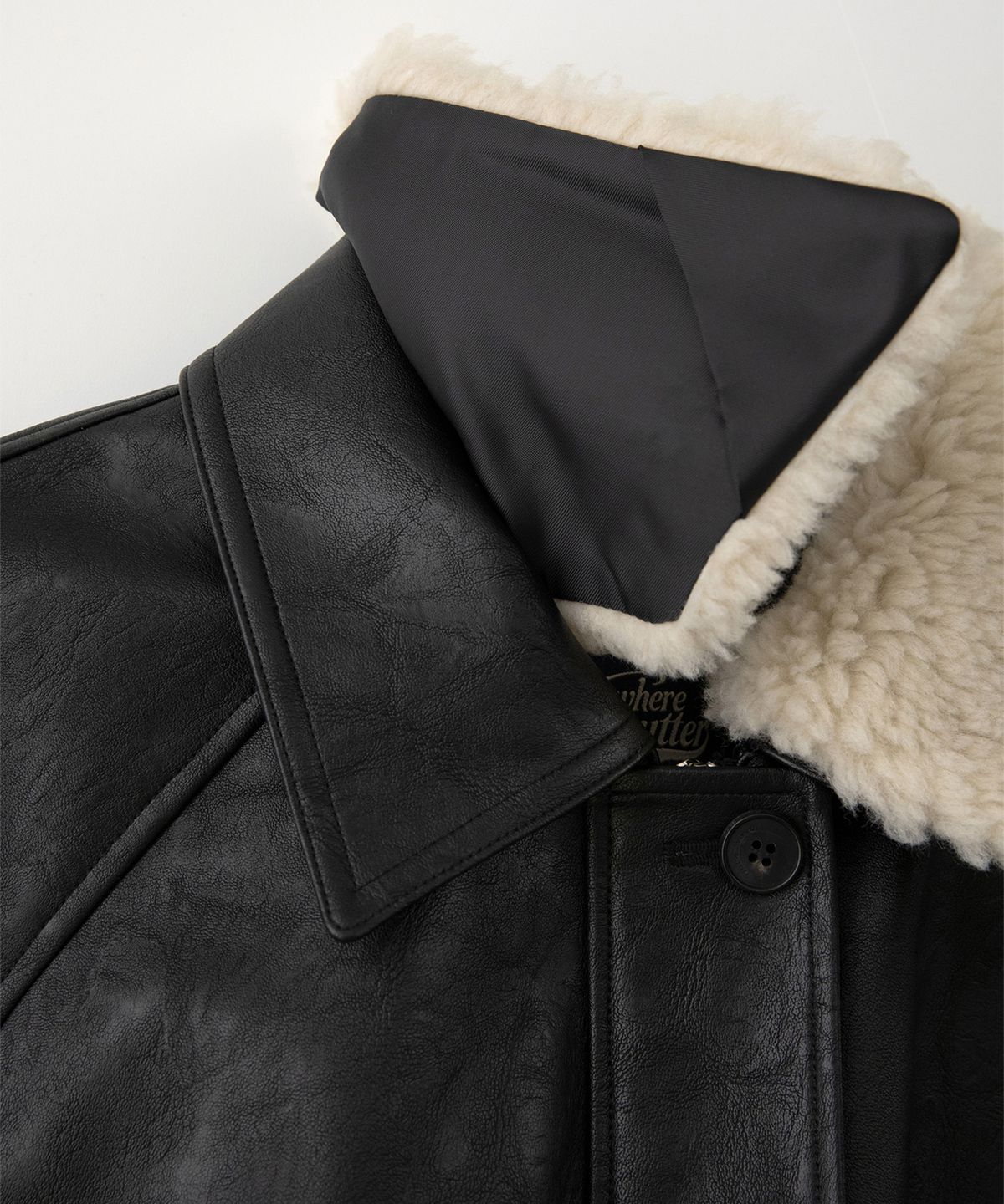 썸웨어버터(SOMEWHEREBUTTER) Milo Leather Blouson - Black