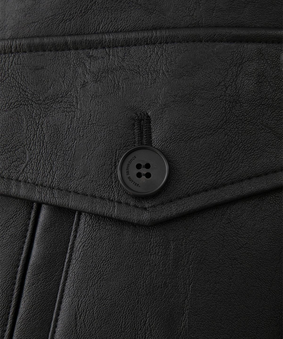 썸웨어버터(SOMEWHEREBUTTER) Milo Leather Blouson - Black