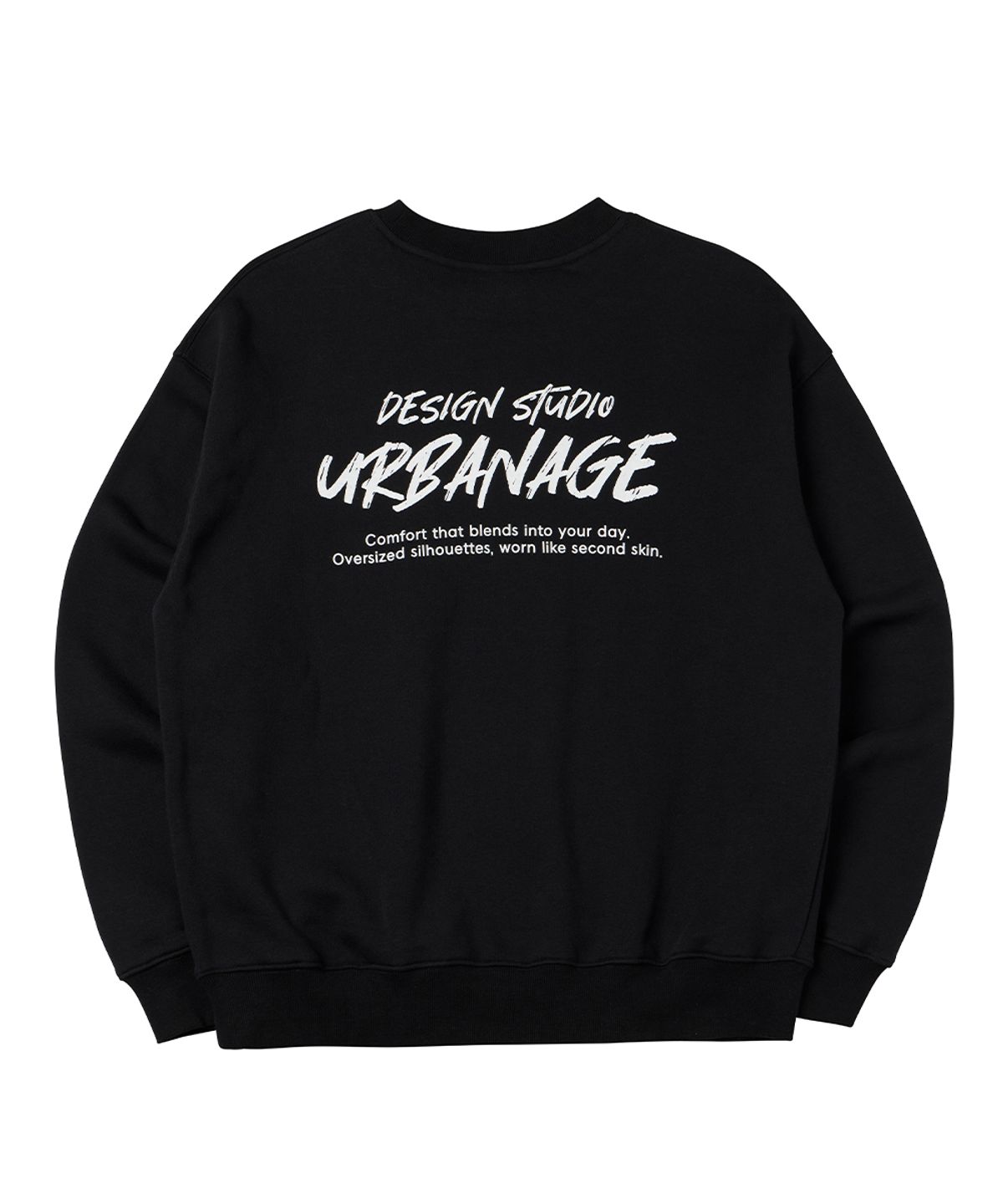 어반에이지(URBANAGE) DESIGN STUDIO 로고 오버핏 맨투맨_블랙