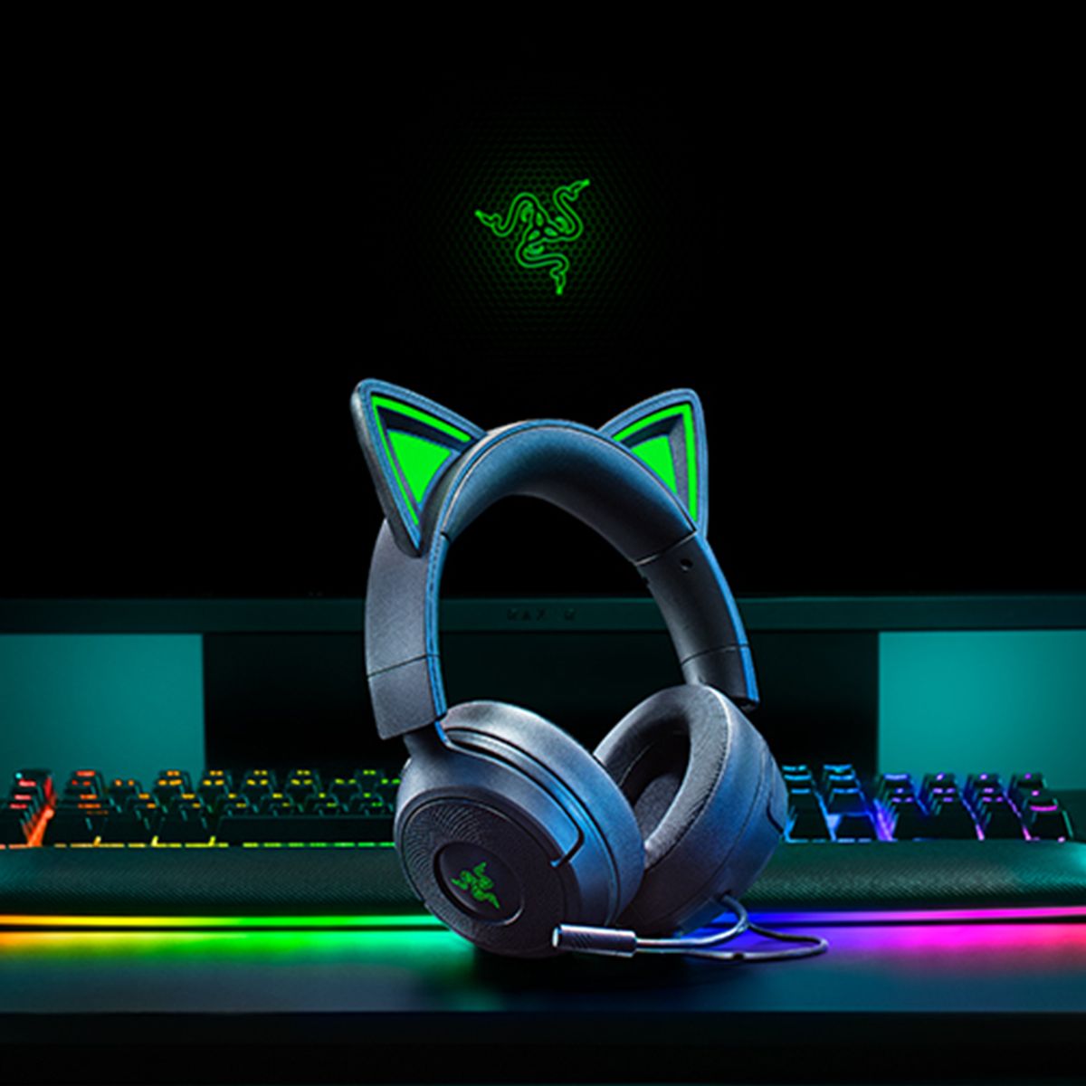 레이저(RAZER) 레이저코리아 Kraken Kitty V3 X Black 크라켄 키티 V3 X 블랙 게이밍 헤드셋