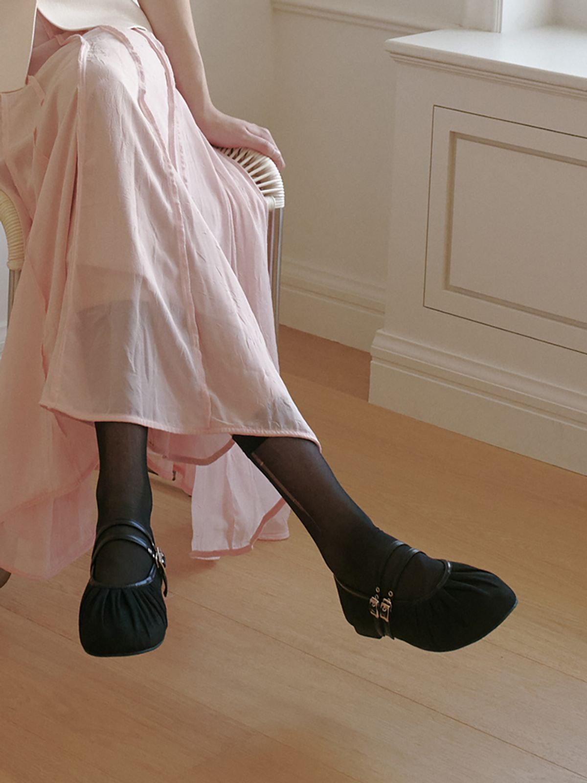 메티에(METIER) me1007 Pleats suede two strap maryjane flat 플리츠 투스트랩 스웨이드 메리제인 플랫슈즈_3color