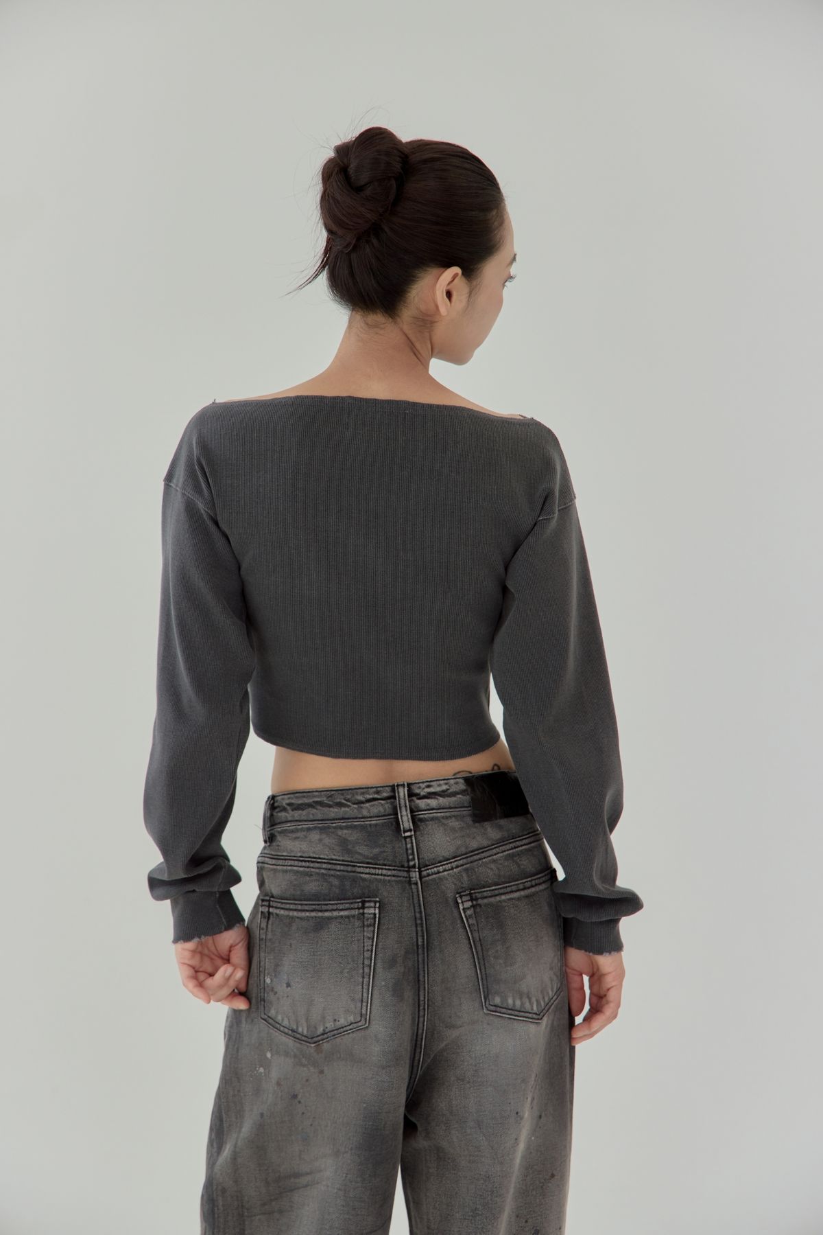 노 엑스트라 터치(NO EXTRA TOUCH) Detail Lining Boat Tee (Charcoal) / 25FWTS004CH