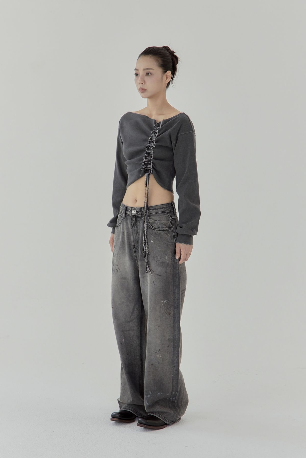 노 엑스트라 터치(NO EXTRA TOUCH) Detail Lining Boat Tee (Charcoal) / 25FWTS004CH