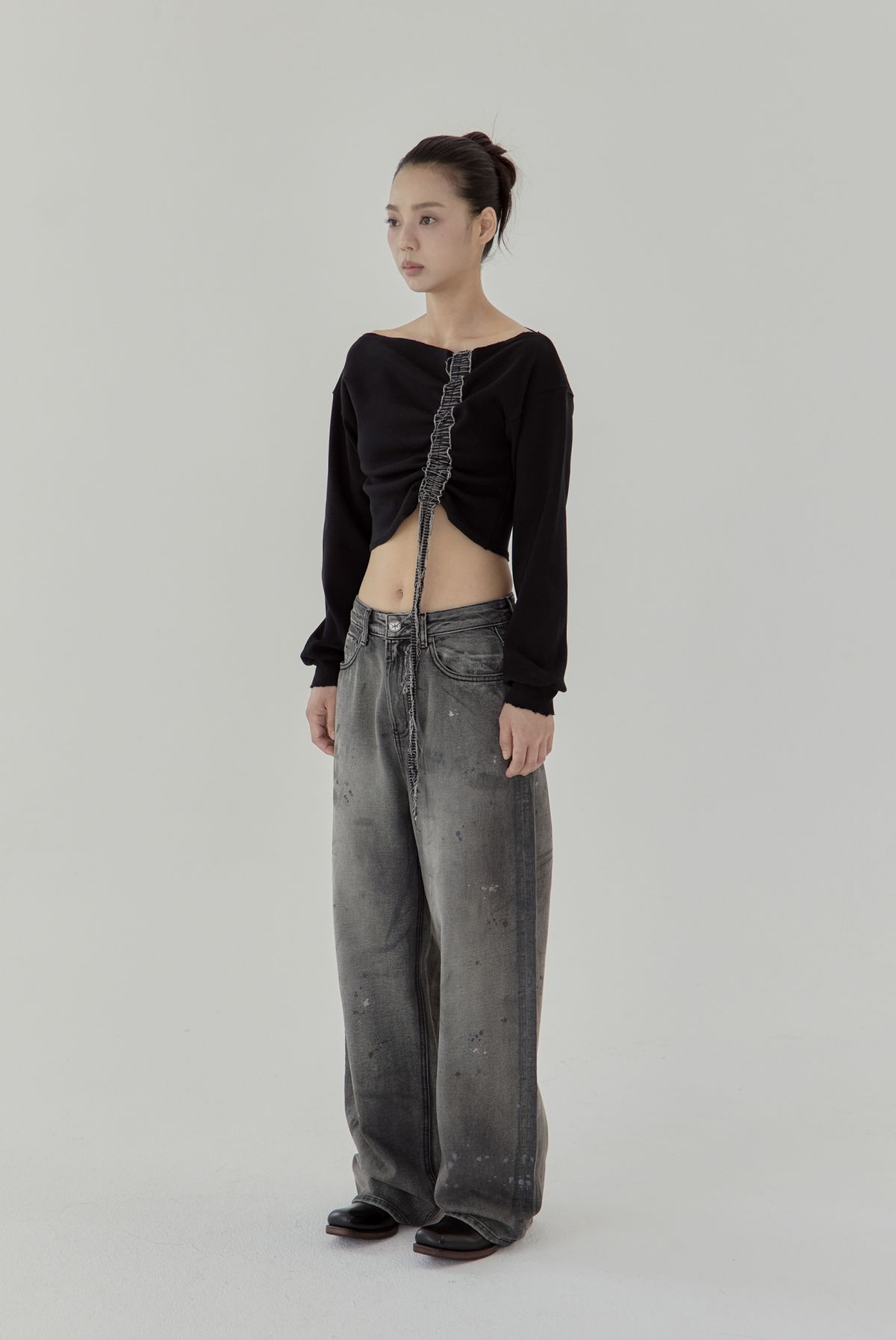 노 엑스트라 터치(NO EXTRA TOUCH) Detail Lining Boat Tee (Black) / 25FWTS004BK